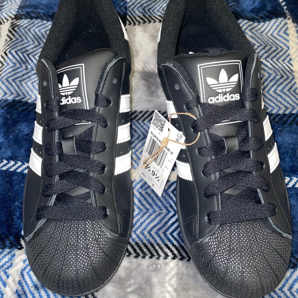 Adidas Unisex Sneakers Black & White Superstar II Size Men 8.5 Women 9.5 NWT - Picture 4 of 10